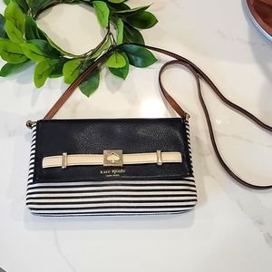 Kate Spade Crossbody Bag Leather Canvas Stripes